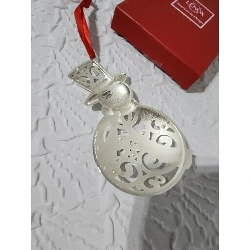 Lenox Ornament Unisex  Silver Sparkle and Scroll Clear Crystal Snowman 851339